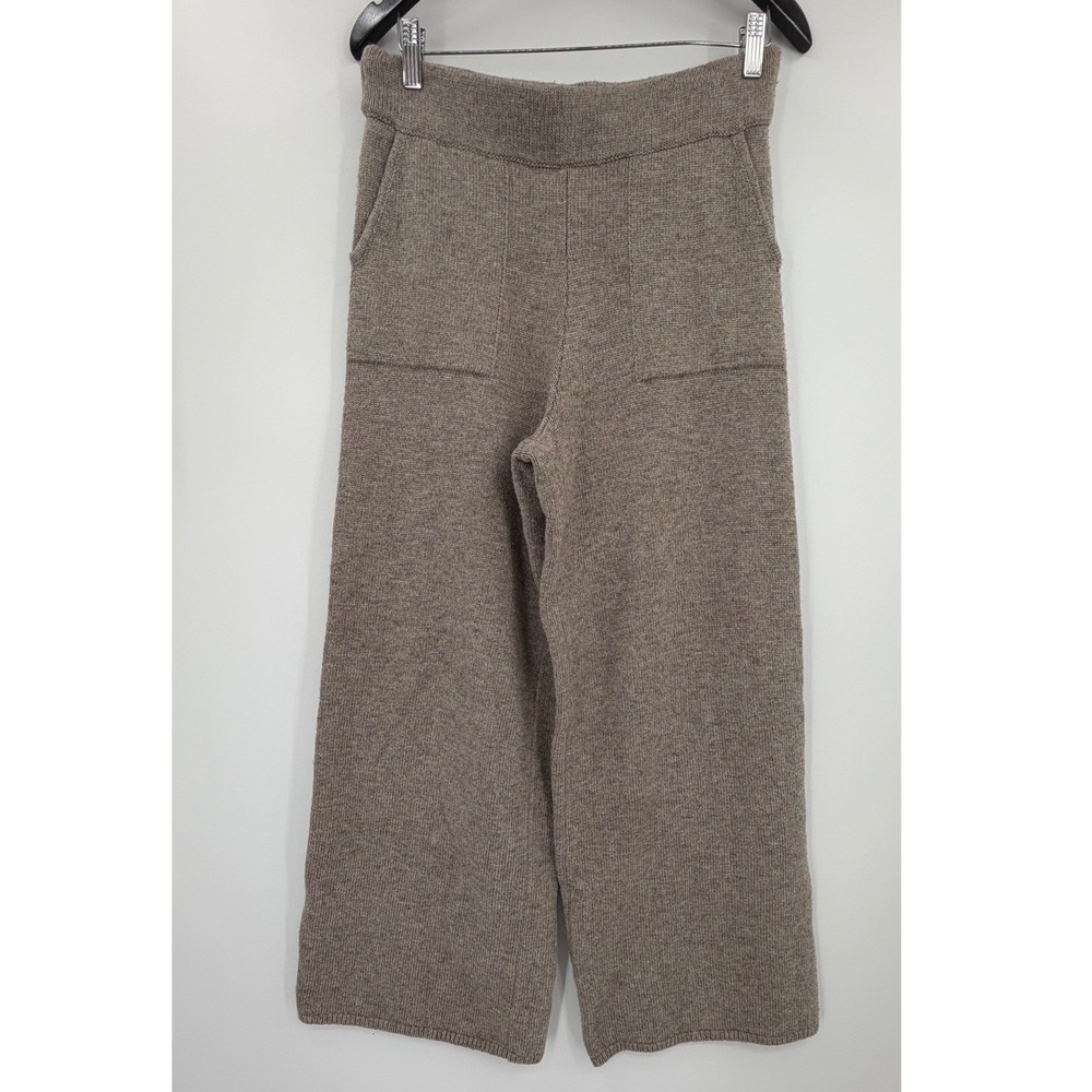 The Drop Womens Taupe Brown Knit Wide Leg Sweater Pants Size M Lounge Pockets